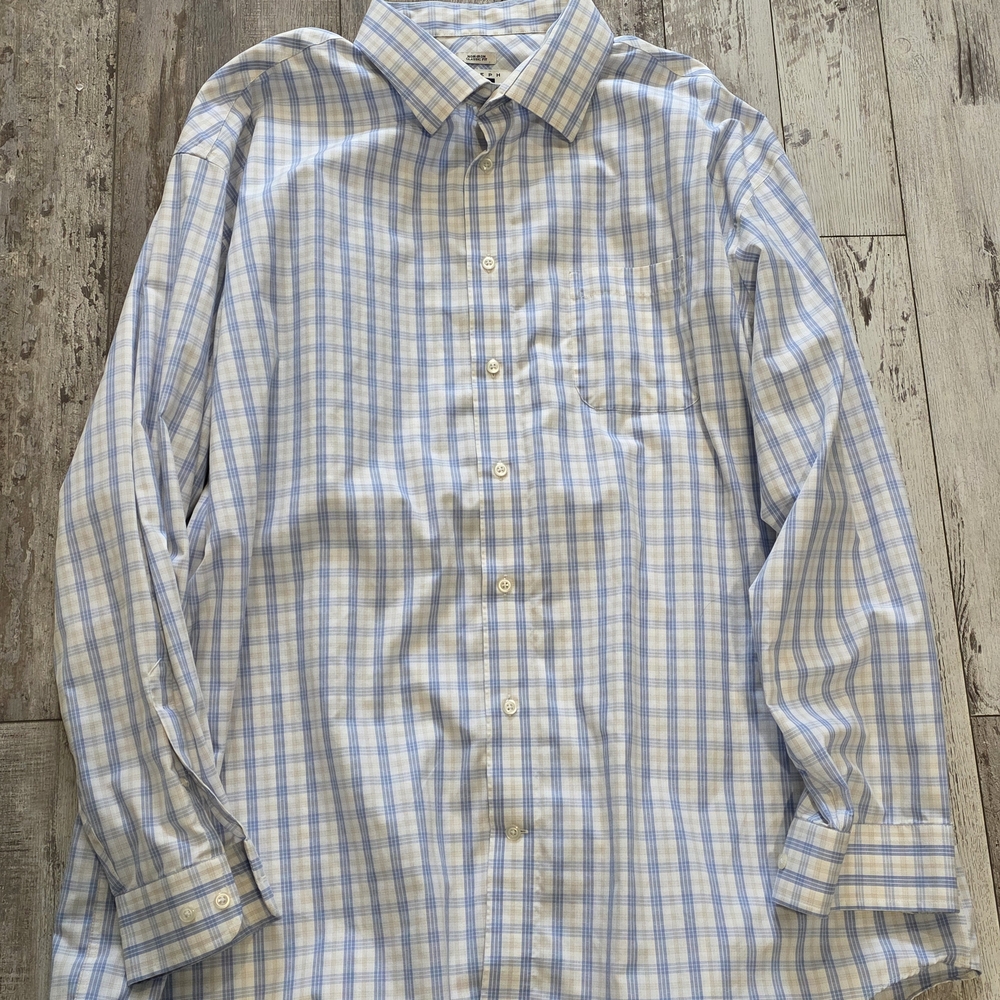 (19 36/37) Men's Joseph Abboud Button Down Shirt Blue White Egyptian Cotton TALL